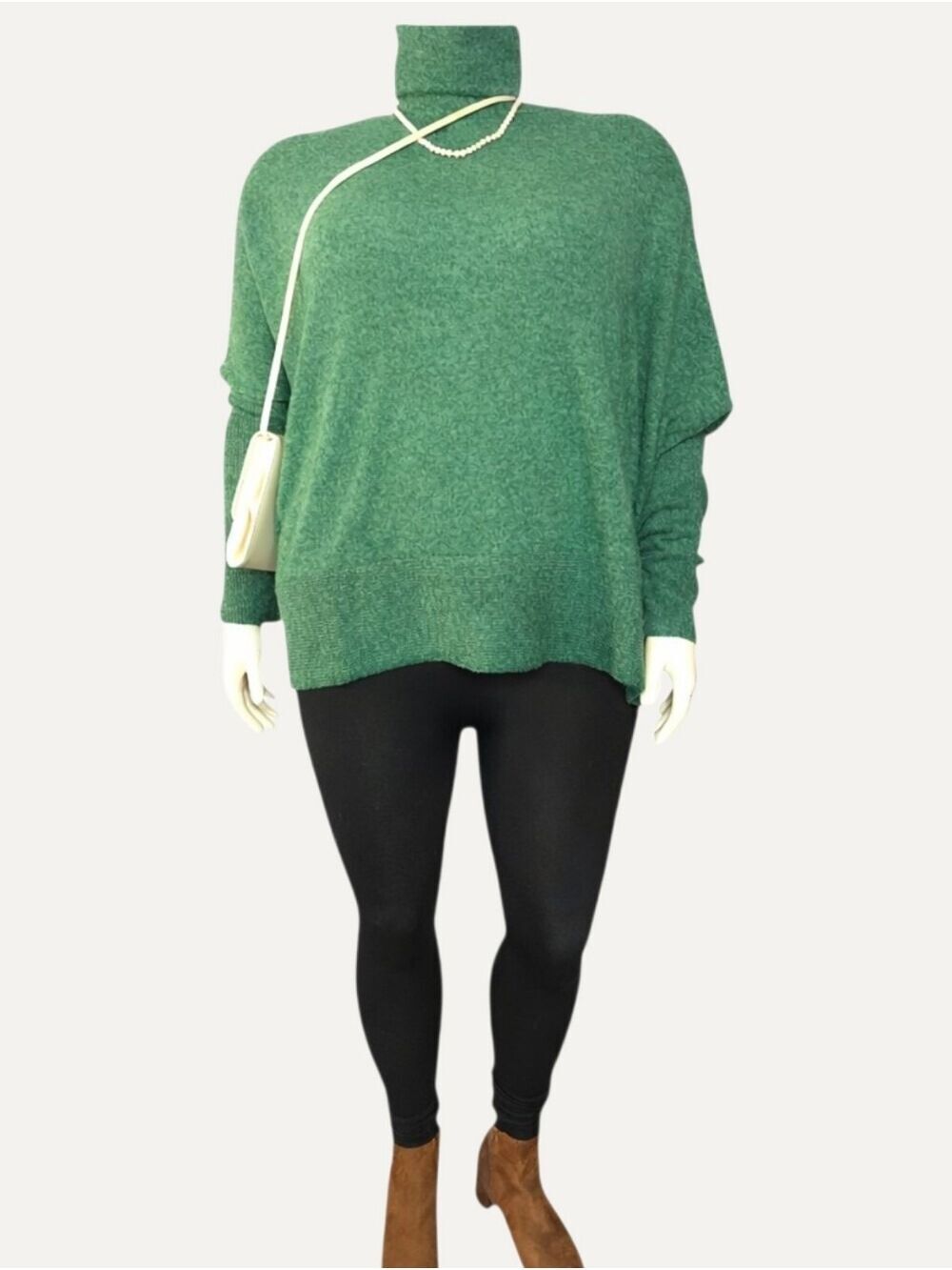 Zenana Green Oversized Turtleneck Sweater Plus 2X/3X Soft Knit NWOT